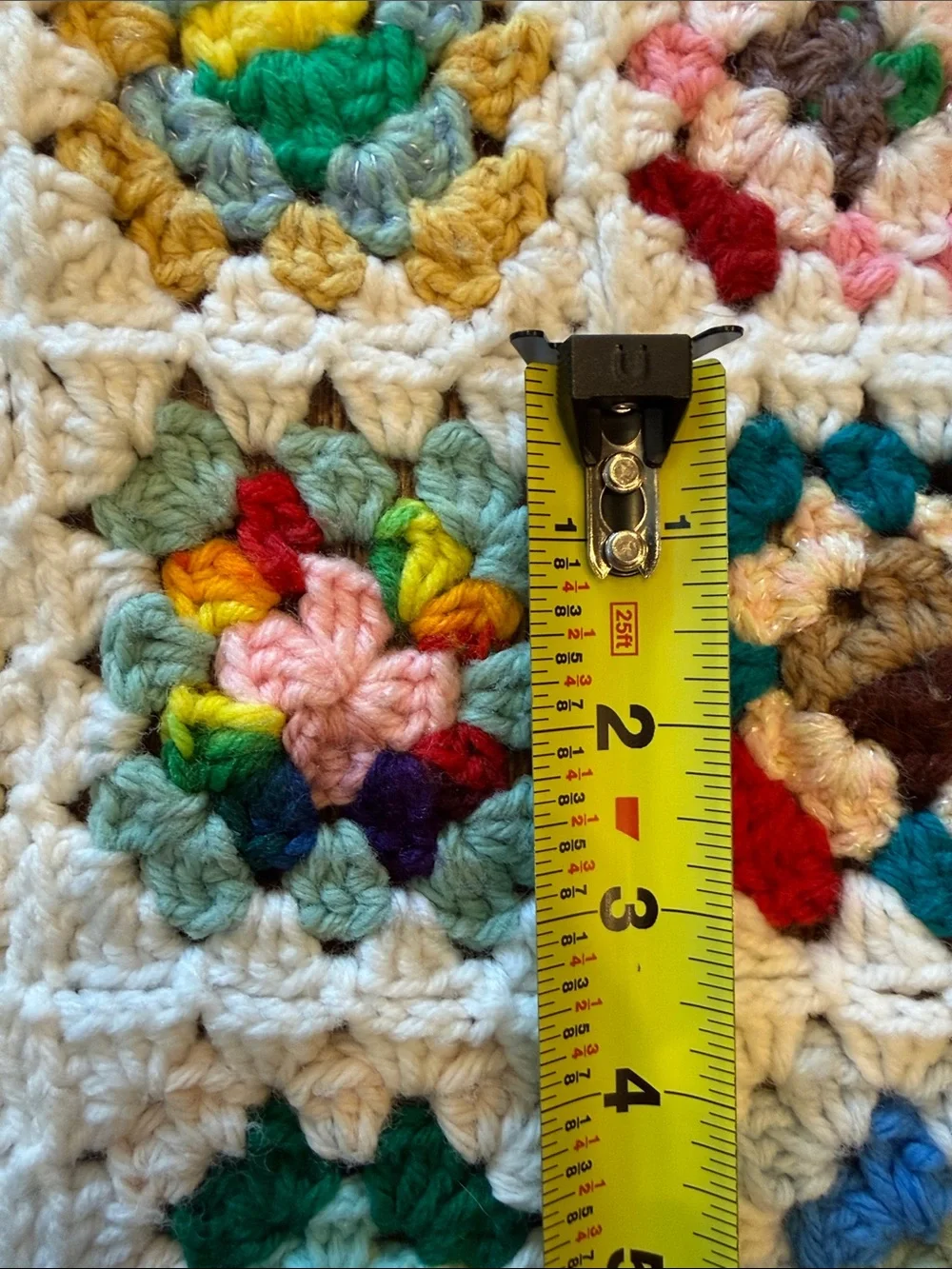 Vintage Possible Wool Granny Square Afghan Petite 3.5” Squares 52x44 Handmade